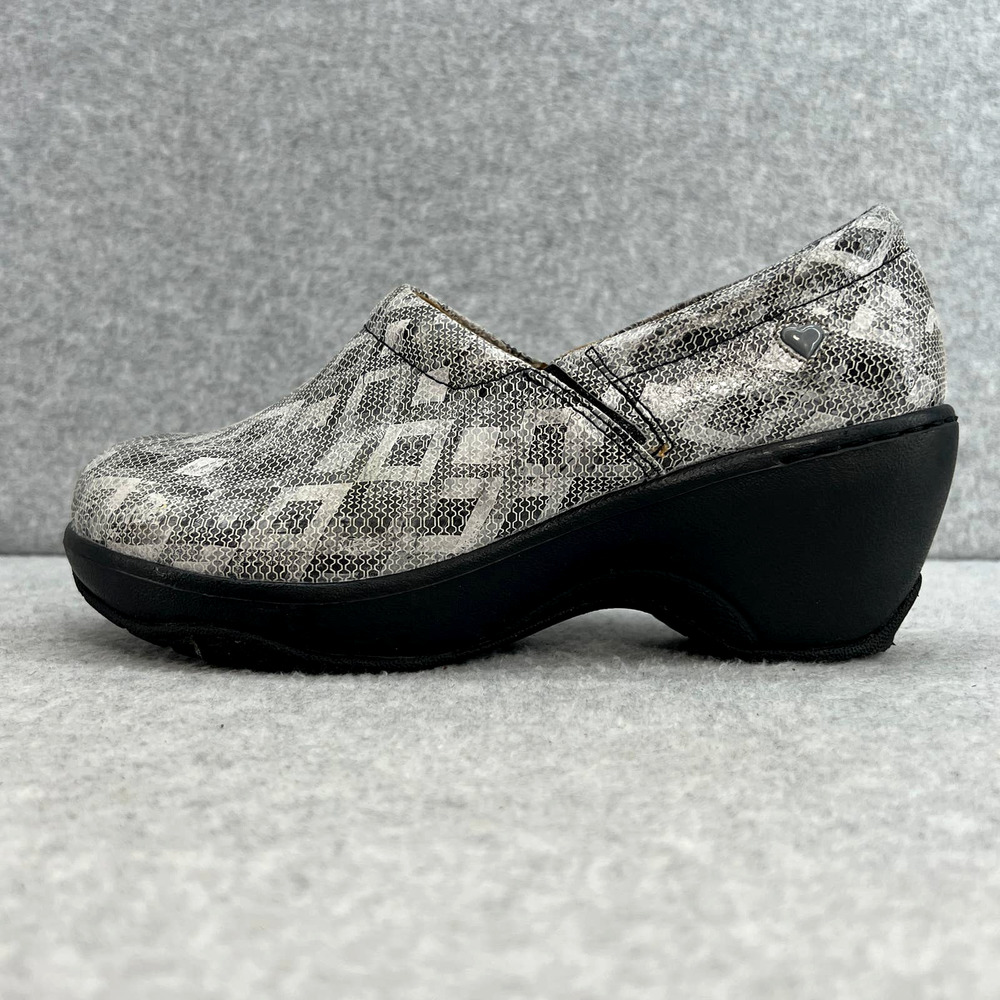 Nurse Mates Bryar Leather Diamond Snake Skin Clog-Platform-Black-Women Size 8 W